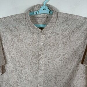 Abercrombie & Fitch Shirt Mens XL Tall Brown Button Up Stretch Paisley Floral